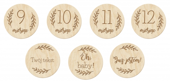 Табелка с име, 12-месечен комплект - Circle, 11 cm