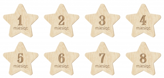 Табелка с име, 12-месечен комплект - Star, 11 cm