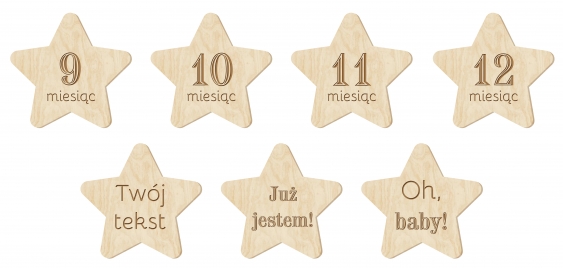 Табелка с име, 12-месечен комплект - Star, 11 cm