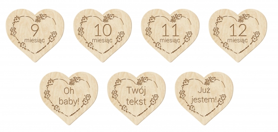 Табелка с име, 12-месечен комплект - Сърце, 11 cm