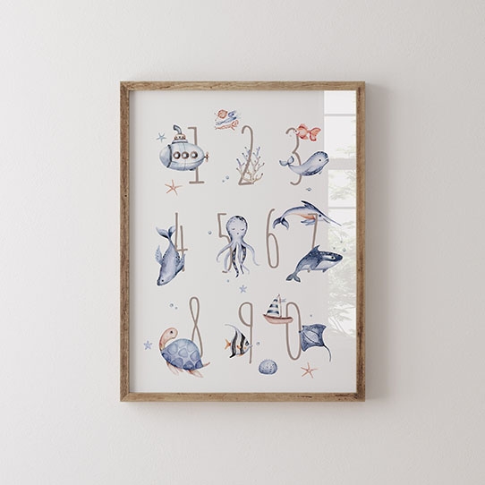 Плакат, Подводни числа - за момче, 21x30