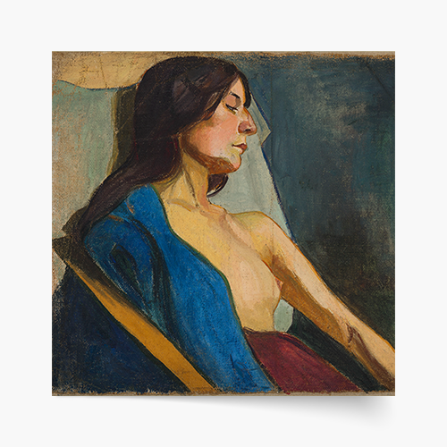 Плакат, В. Шлевински „Полугола жена в син шал“, 50x50