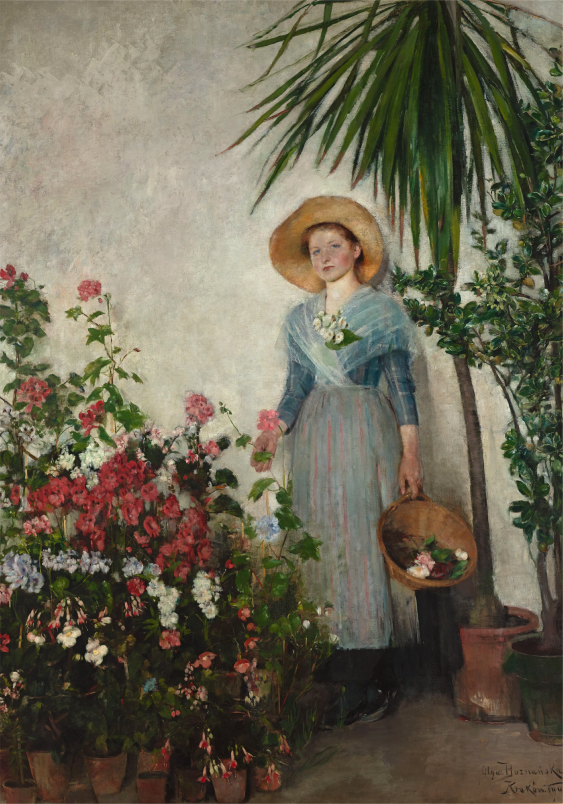 Плакат, О. Бознанска „В оранжерията“, 21x30