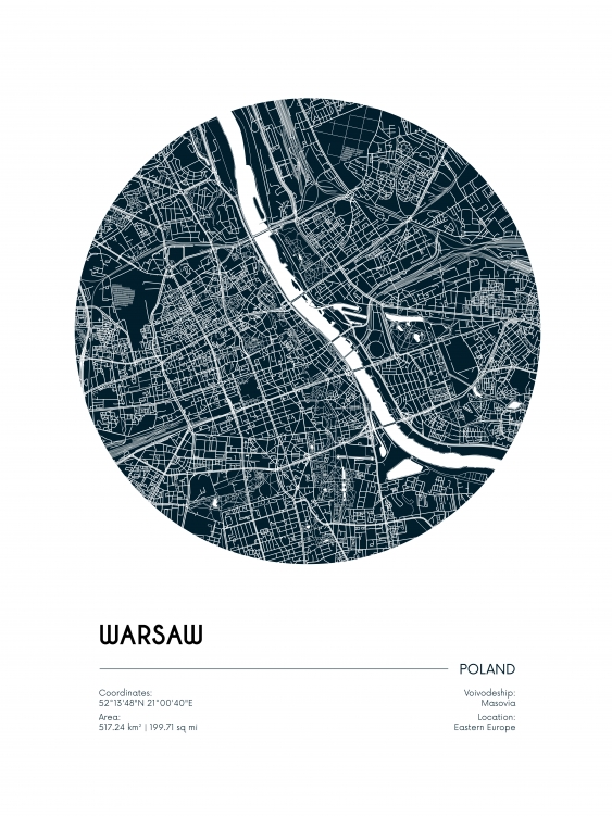 Плакат, Карти: Варшава, 21x30