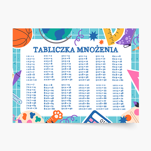 Плакат, Училище: Момче с таблица за умножение, 40x30