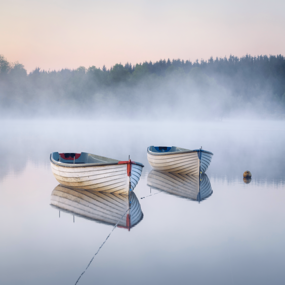 Плакат, Езеро: 2 лодки, 30x30