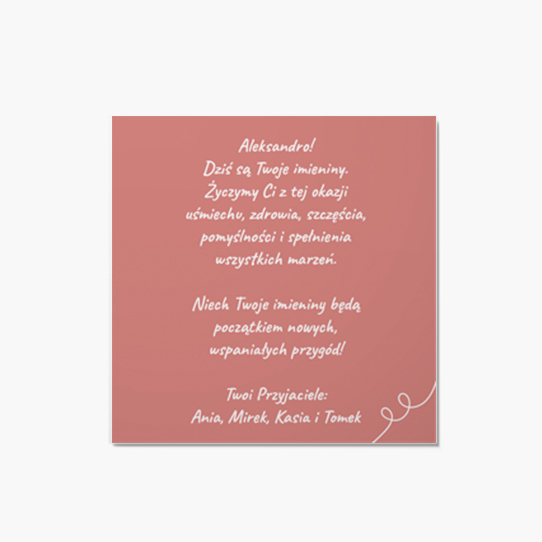 Фотокартичка Розов имен ден, 14x14 cm