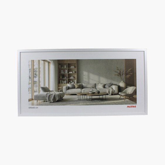 Рамка за снимка панорамна 100x50 бяла, 100x50 cm