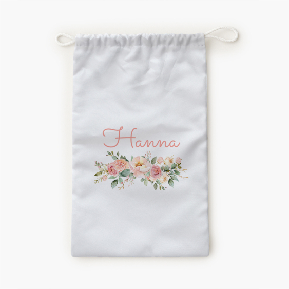 Торба за пантофи, 30x45, Цветя с надпис